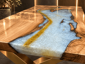 Thumbnail von One-of-One Luxury River Table | Massivholz · Epoxidharz · Blattgold