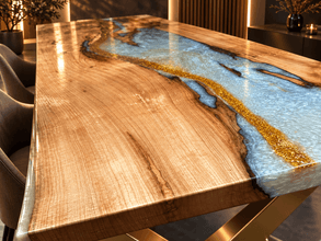 Thumbnail von One-of-One Luxury River Table | Massivholz · Epoxidharz · Blattgold