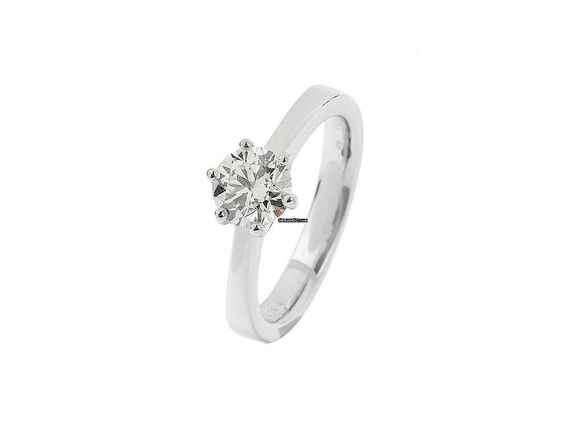  Facet Ring Solitär 18kt Weißgold 5,4g Diamant 0,70ct 