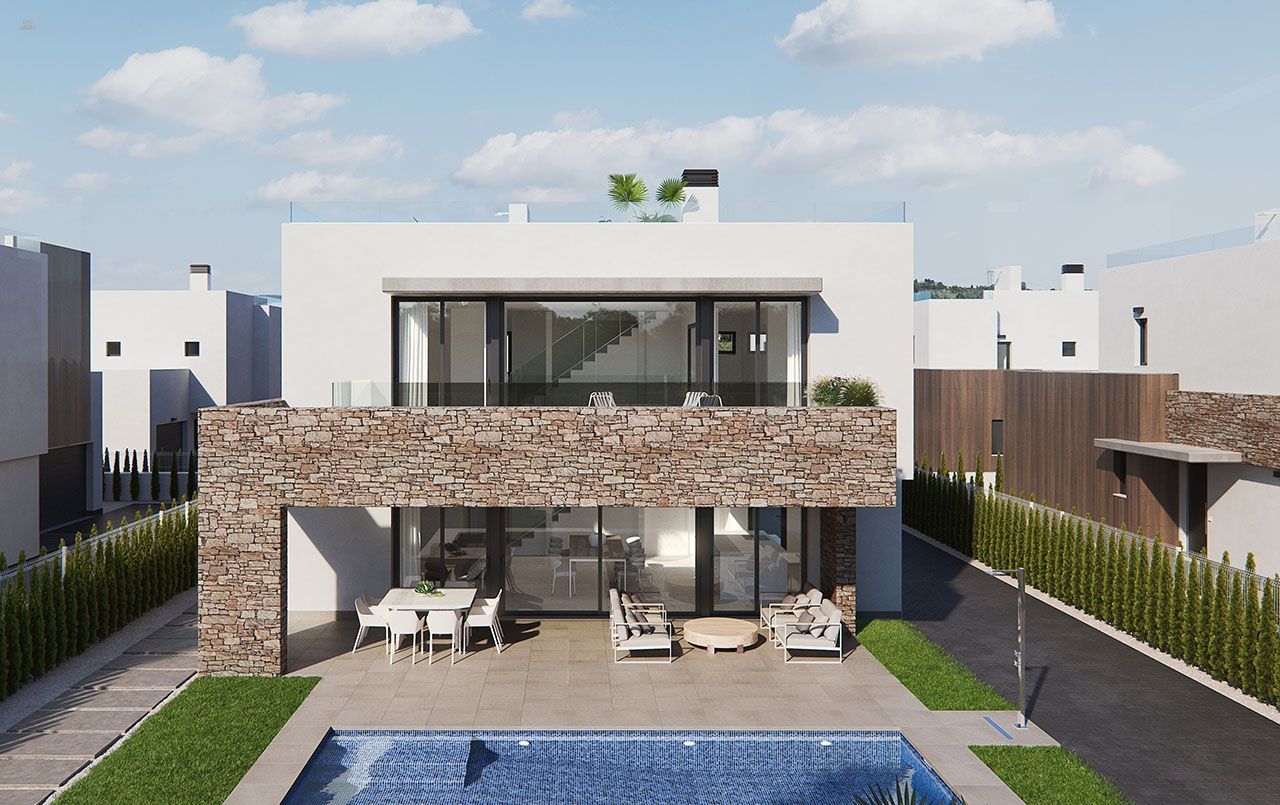 ***Luxus-Villen mit 3 Schlafzimmern, Garage, Dachterrasse und Privatpool nur 500 m vom Strand***