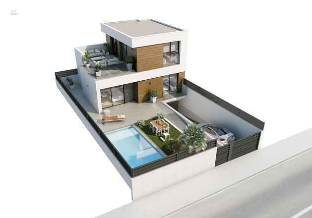 ***Moderne Villen mit 4 Schlafzimmern, Dachterrassen mit Meerblick und optionalem Privatpool nur 600 m vom Strand***