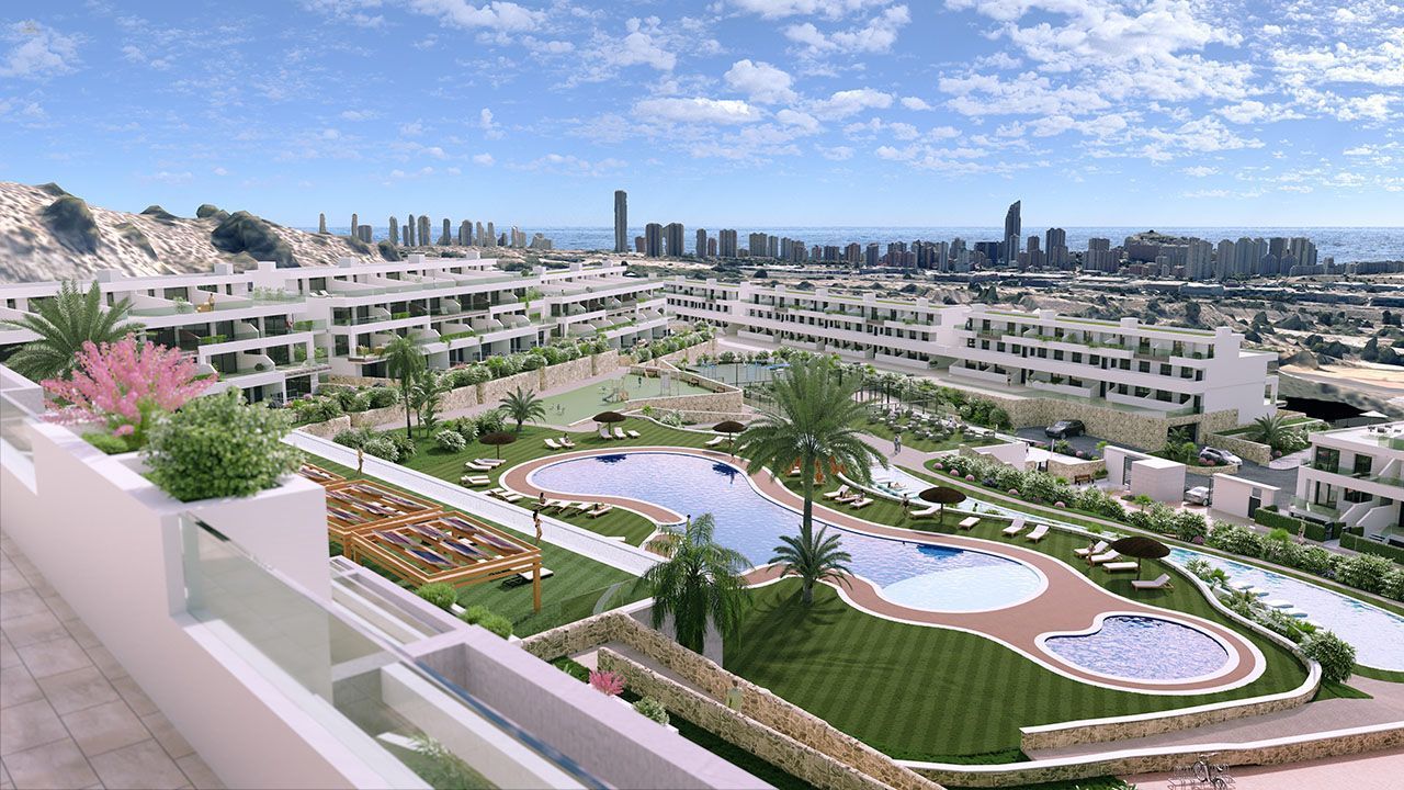 ***Elegante Penthouse-Wohnungen mit Gemeinschaftspool und Meerblick, nur wenige Autominuten vom Strand von Benidorm***