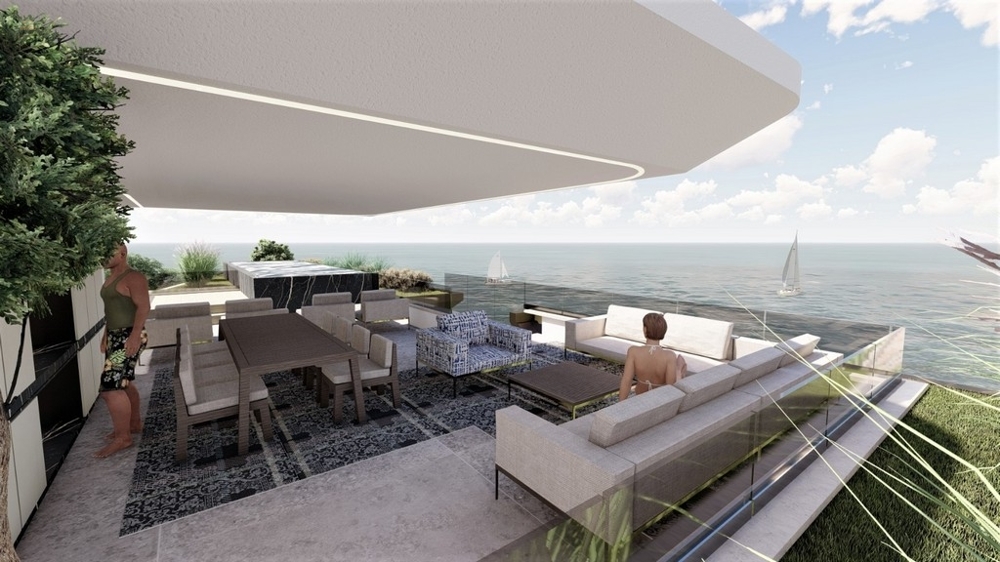 Moderne Penthouses mit Pool auf der Dachterrasse