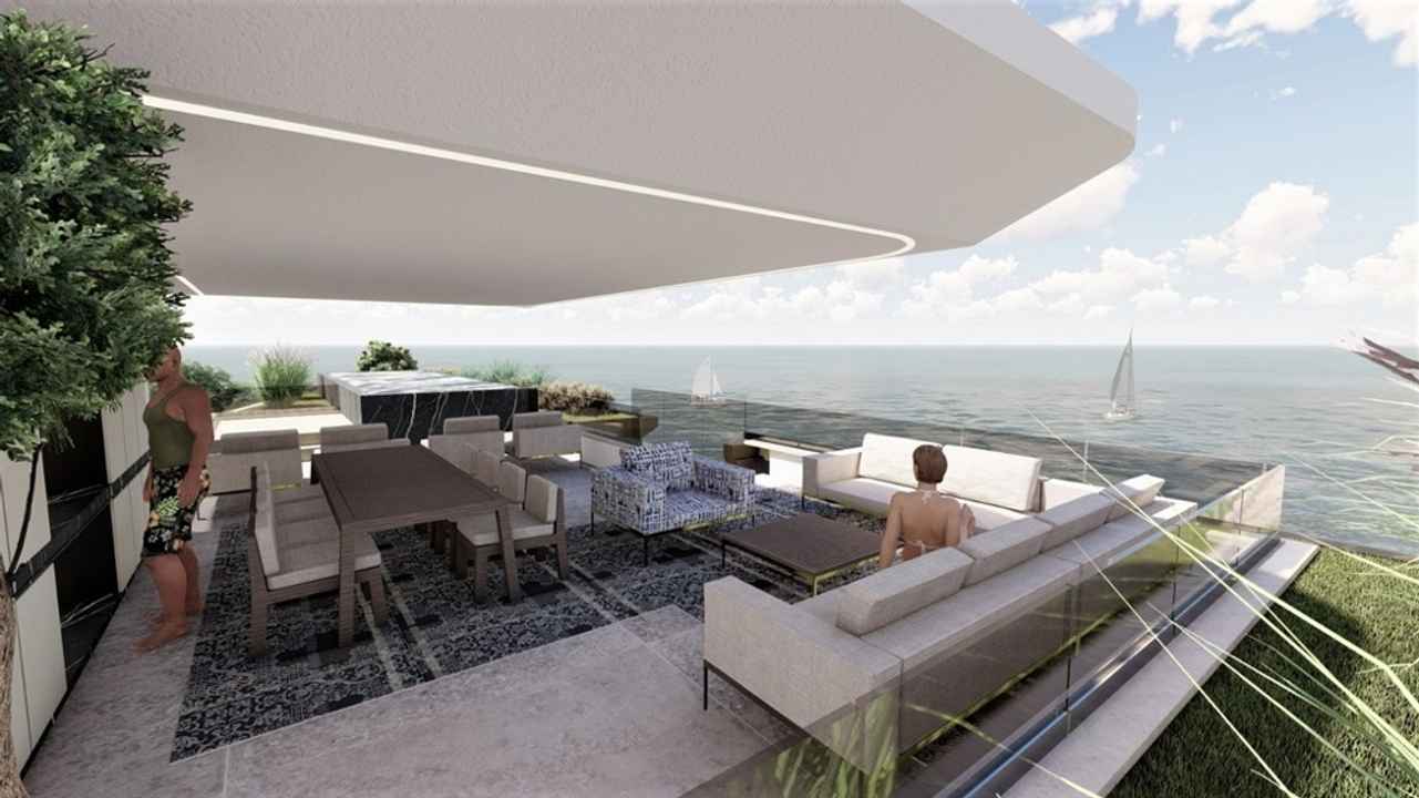 Moderne Penthouses mit Pool auf der Dachterrasse