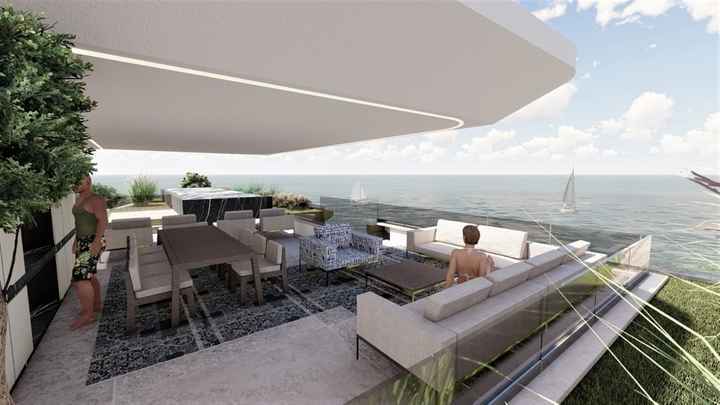 Moderne Penthouses mit Pool auf der Dachterrasse