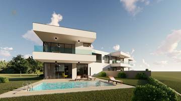 Region Omisalj, Insel Krk: Moderne Doppelhaushälfte mit Pool