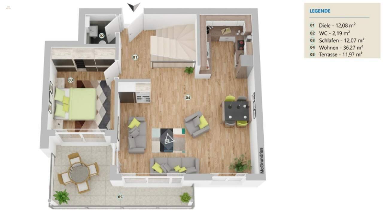 Thumbnail von 5 Zimmer Eigentumswohnung in neuem Wohngebiet mit viel Grün zum Kauf