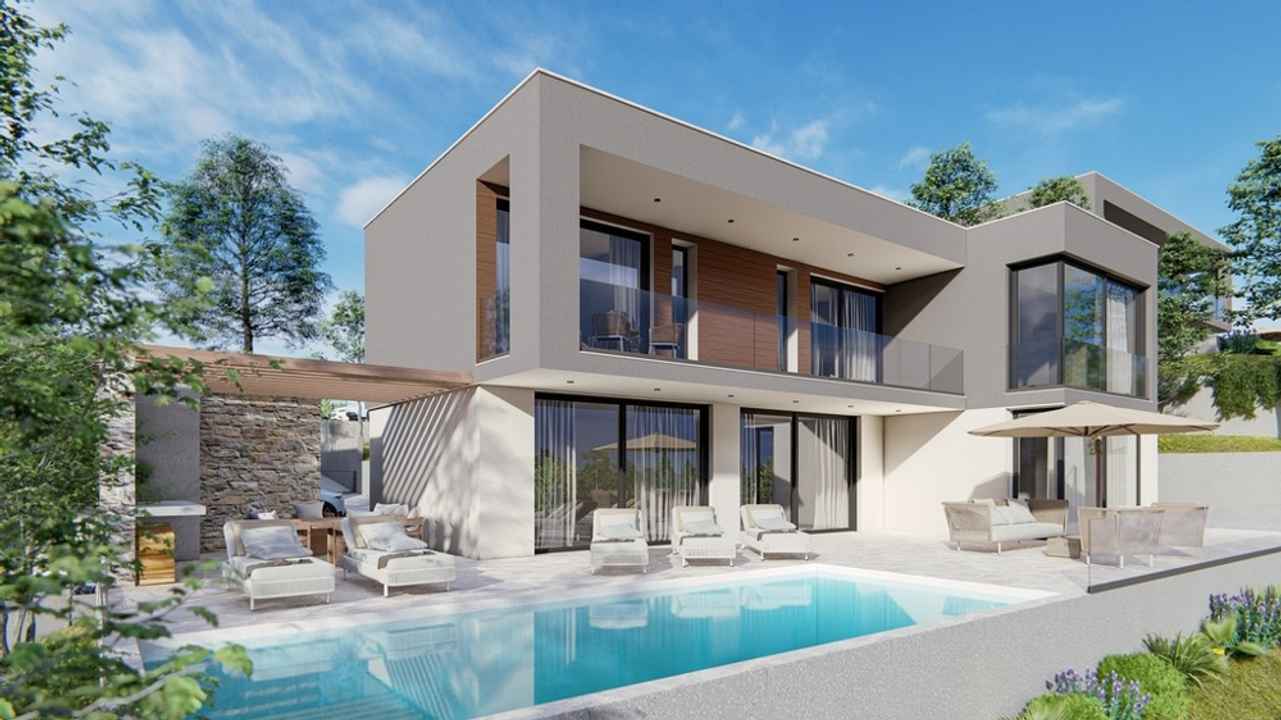 Attraktive Neubau-Villa mit Swimmingpool und Meerblick in ruhiger Umgebung, Region Trogir