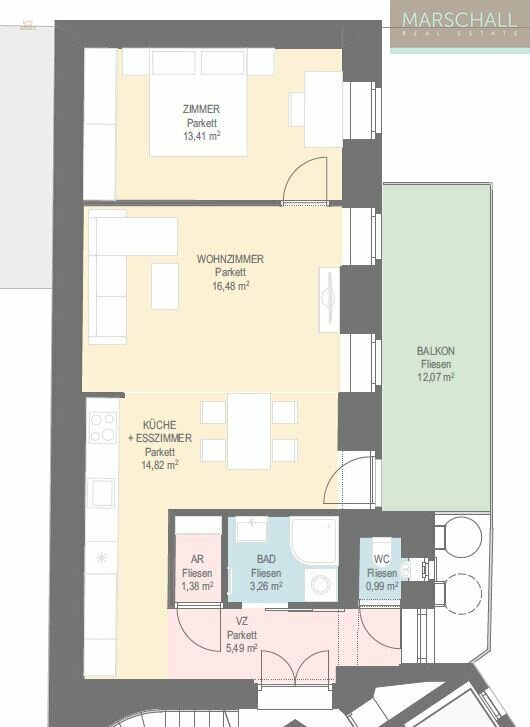 Thumbnail von Perfekt sanierte 2-Zimmer-Altbauwohnung mit Balkon in Top-Lage