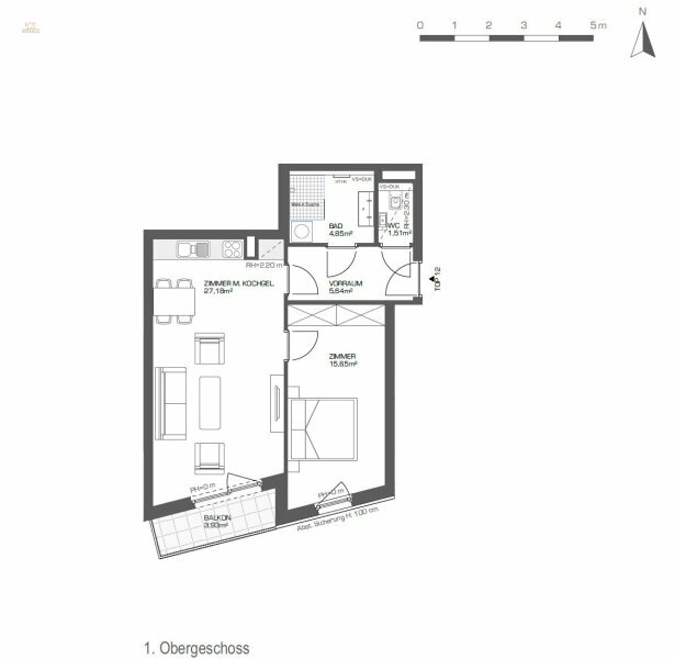 Thumbnail von Heller 2-Zimmer Erstbezug mit Balkon, Nähe Alte Donau