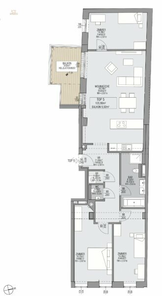 Thumbnail von Heller 4-Zimmer Erstbezug mit Balkon, Nähe Kutschkermarkt