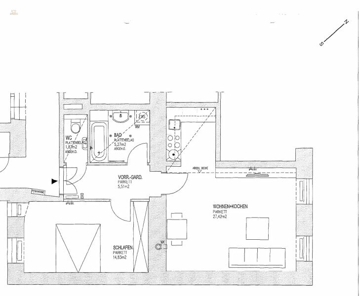 Thumbnail von Ruhiger Innenhofblick trifft Citynähe – stilvolle 2 Zimmer Altbauwohnung im 3. Liftstock