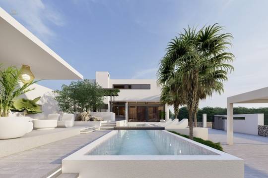 Moderne Luxusvilla mit Pool und Panoramablick aufs Meer