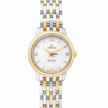  Omega De Ville Prestige 424.20.24.60.05.001 - De Ville Prestige Quartz 24.4 mm White Dial Yellow Gold Ladies Watch </h1> 