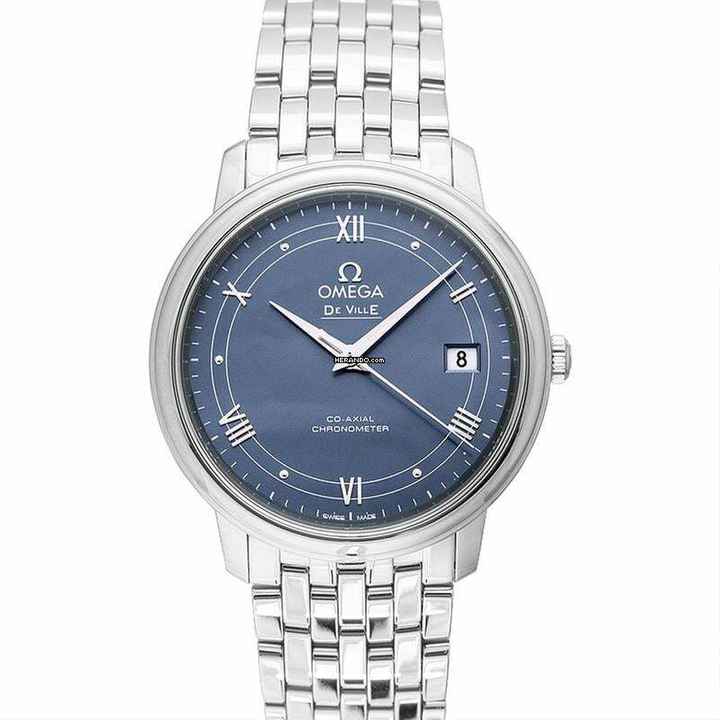  Omega De Ville Prestige 424.10.37.20.03.002 - De Ville Prestige Co-Axial 36.8 mm Blue Dial Steel Men's Watch </h1> 