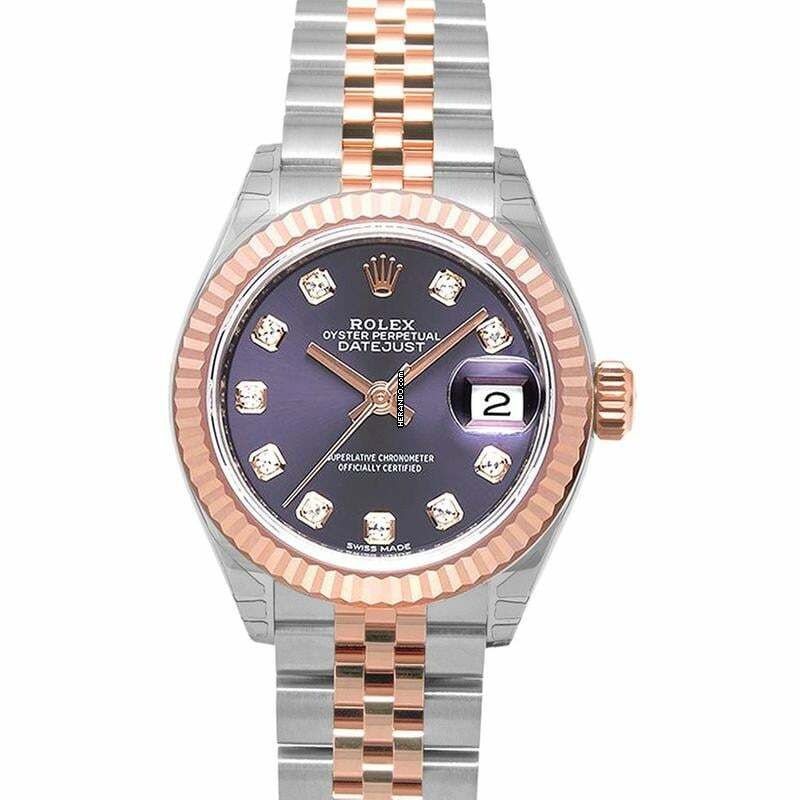  Rolex Lady-Datejust 279171 G - Lady-Datejust 28 Rolesor Rose Fluted / Jubilee / Aubergine Diamonds </h1> 