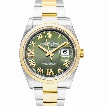  Rolex Datejust 36 126233 - Datejust 36 Stainless Steel / Yellow Gold / Fluted / Olive Green Roman / Oyster </h1> 
