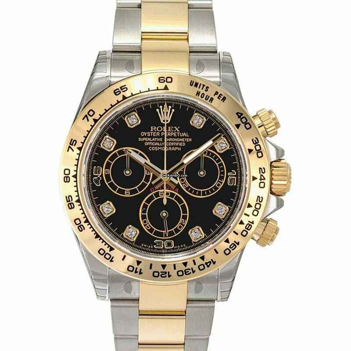  Rolex Daytona 116503 G - Cosmograph Daytona Black Dial Diamond Indexes Yellow Gold Men's Watch </h1> 