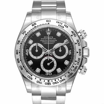  Rolex Daytona 116509 G - Cosmograph Daytona Automatic Black set with diamonds Dial 18k White Gold Men's </h1> 