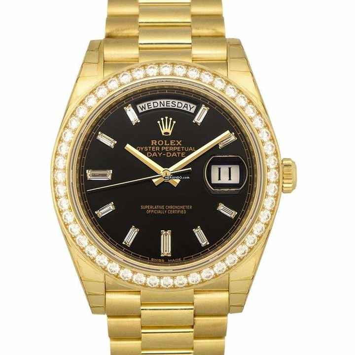  Rolex Day-Date 40 228348RBR_Black - Day-Date 40 Yellow Gold Black Diamond Dial & Diamond Bezel President Bra </h1> 