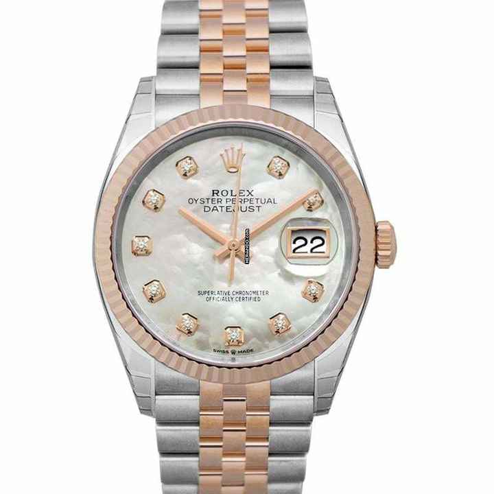  Rolex Datejust 36 126231-0021 - Datejust 36 Stainless Steel / Everose / Fluted / MOP Diamond / Jubilee </h1> 