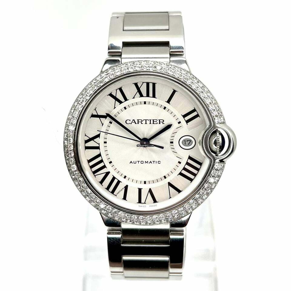  Cartier Ballon Bleu 42mm Automatic Steel 42mm 2.05TCW DIAMOND Watch </h1> 