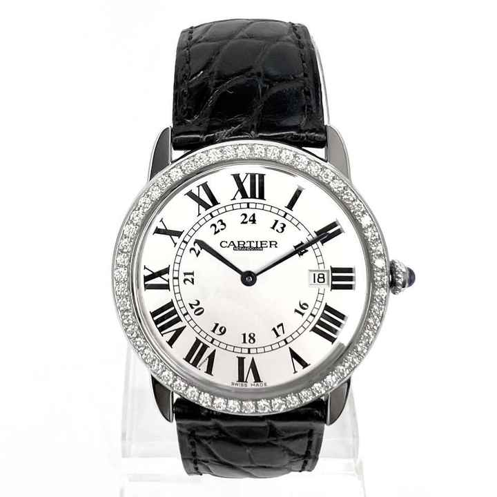  Cartier Ronde Solo de Cartier Date Quartz 36mm Steel 1TCW DIAMOND Watch </h1> 