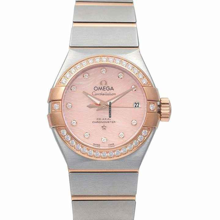  Omega Constellation Ladies 123.25.27.20.57.004 - Constellation Co-Axial 27 mm Automatic Pink Mother Of Pearl Dial Dia </h1> 
