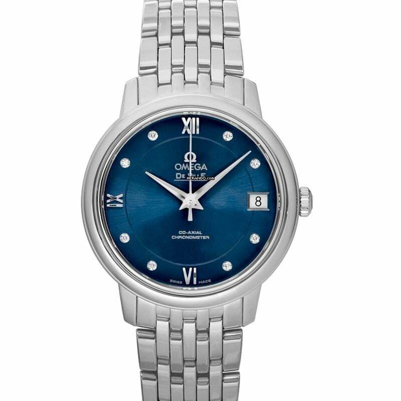 Omega De Ville Prestige 424.10.33.20.53.001 - De Ville Prestige Co-Axial 32.7 mm Automatic Blue Dial Diamonds Ladi </h1>
