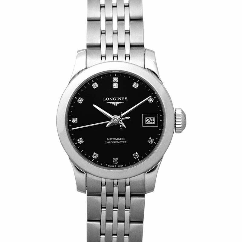  Longines Record L23204576 - Record Automatic Black Dial Diamond Ladies Watch </h1> 
