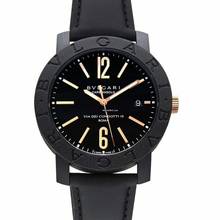 Thumbnail von Bulgari 102248 - Automatic Black Dial Black Leather Men's Watch </h1>