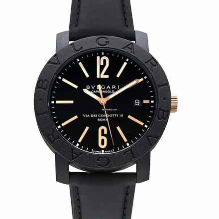  Bulgari 102248 - Automatic Black Dial Black Leather Men's Watch </h1> 