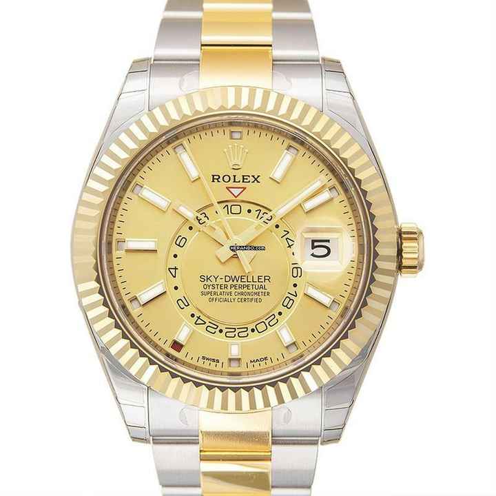 Rolex Sky-Dweller 326933 - Sky-Dweller Stainless Steel / Yellow Gold / Champagne </h1> 