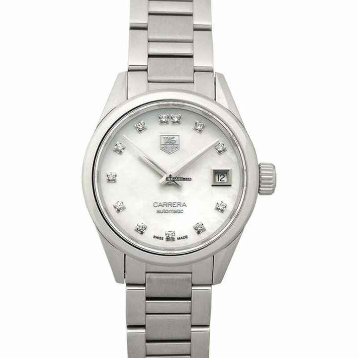  TAG Heuer Carrera Lady WAR2414.BA0776 - Carrera Calibre 9 Automatic White Dial with Diamonds Ladies Watch </h1> 