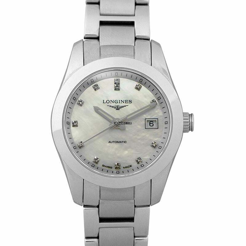  Longines Conquest Classic L22854876 - Conquest ClassIc Automatic White Mother of Pearl Dial Diamond Ladies Watch </h1> 