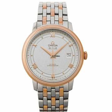  Omega De Ville Prestige 424.20.40.20.02.003 - De Ville Prestige Co-Axial 39.5 mm Silver Dial Steel Red Gold Men's </h1> 