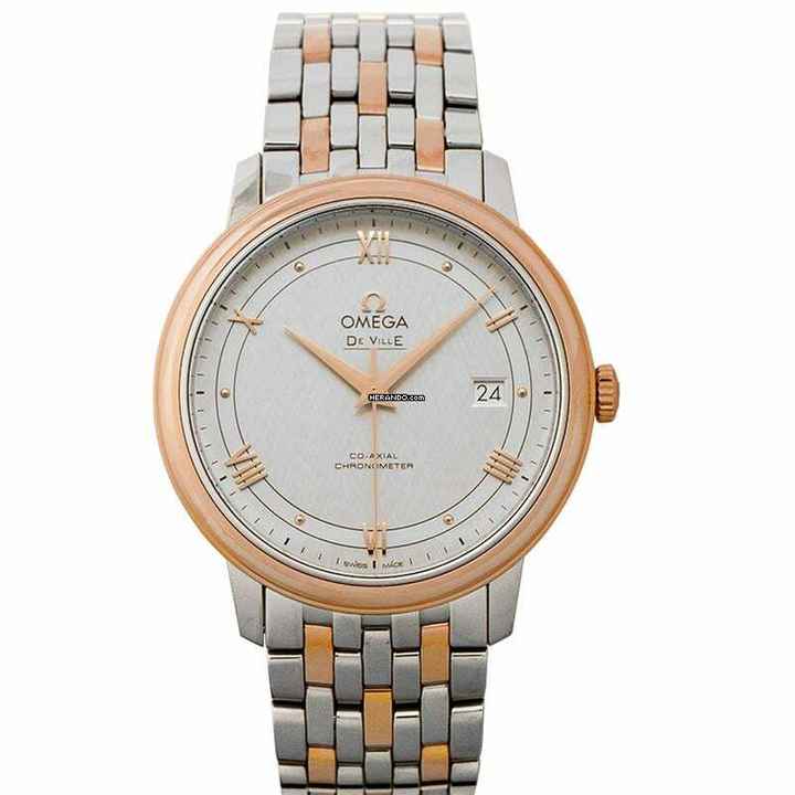  Omega De Ville Prestige 424.20.40.20.02.003 - De Ville Prestige Co-Axial 39.5 mm Silver Dial Steel Red Gold Men's </h1> 