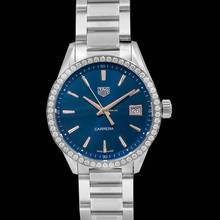 Thumbnail von TAG Heuer Carrera Lady WBK1317.BA0652 - Carrera Ladies Quartz Blue Dial with Diamonds Bezel Unisex Watch </h1>