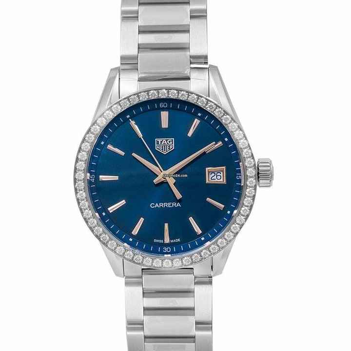  TAG Heuer Carrera Lady WBK1317.BA0652 - Carrera Ladies Quartz Blue Dial with Diamonds Bezel Unisex Watch </h1> 