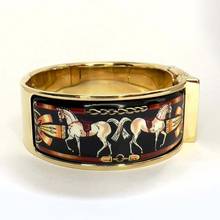 Thumbnail von Hermès LOQUET 18k Goldplated Watch Multi-Color Sapphires & Diamonds </h1>