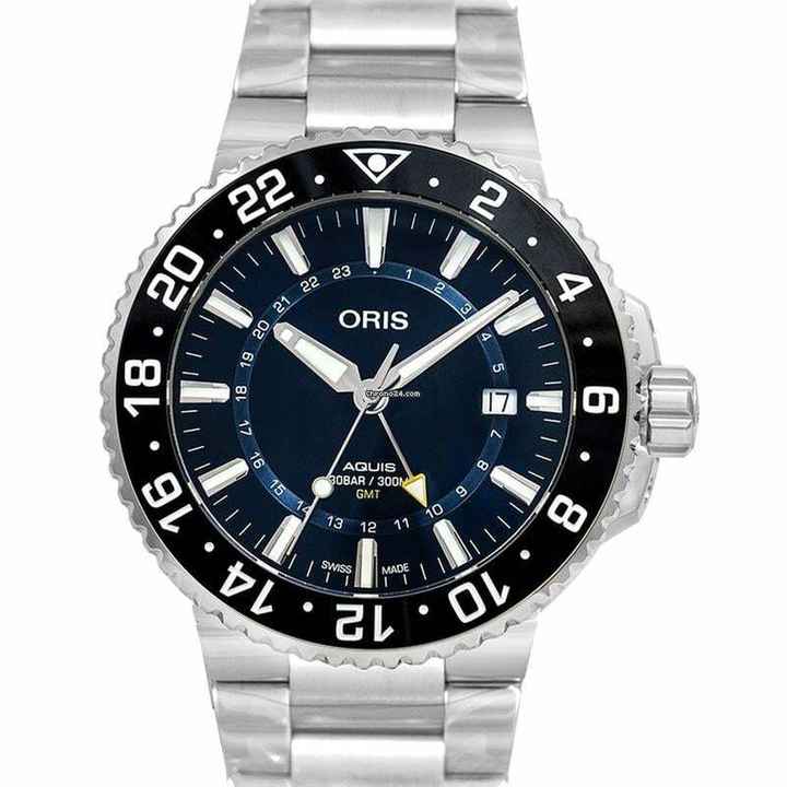  Oris Aquis GMT Date 01 798 7754 4135-07 8 24 05PEB - Aquis GMT Date Automatic Blue Dial Men's Watch </h1> 
