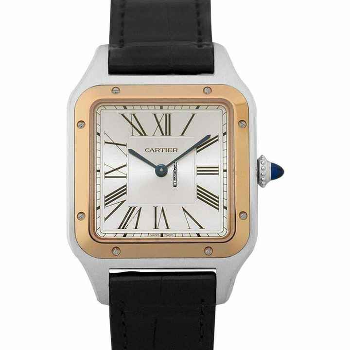  Cartier Santos W2SA0011 - Santos de Cartier 31.4mm Quartz Silver Dial Stainless Steel & Rose Gold Men's W </h1> 