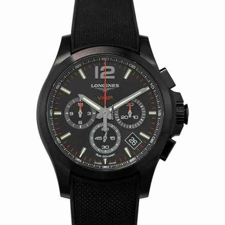 Longines Conquest L37172569 - Conquest VHP Chronograph Black Rubber Strap Watch 42mm </h1> 