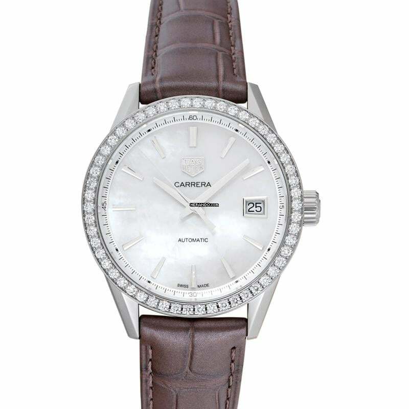 TAG Heuer Carrera Lady WBK2316.FC8258 - Carrera Calibre 5 Automatic White Mother of Pearl Diamond Bezel Ladies Wa </h1>