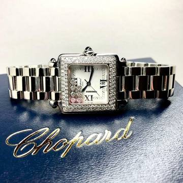  Chopard Happy Sport 27mm Steel 7 Floating DIAMONDS ~2.5TCW Diamond Watch </h1> 