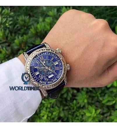 百達翡麗 (Patek Philippe) [2017 USED] Grand Complications Sky Moon Tourbillon 6002G Blue Dial Watch - SOLD!!