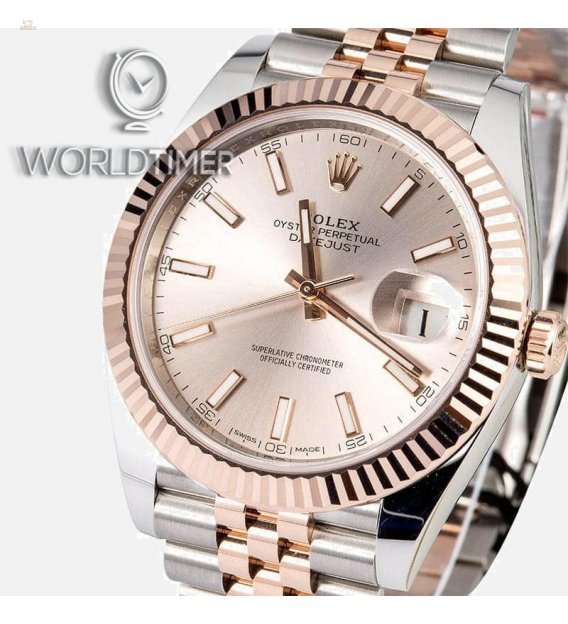 Rolex [NEW] Datejust 41mm 126331 Sundust Index Rose Gold Stainless Steel Jubilee