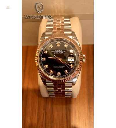 Rolex [NEW] Datejust 36mm Ladies 126231G Black Dial Fluted Bezel Jubilee