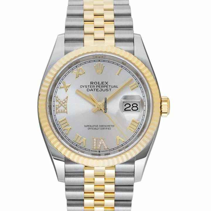  Rolex Datejust 36 126233-0031G - Datejust 36 Steel And 18ct Yellow Gold Automatic Silver Diamond Dial Unisex </h1> 