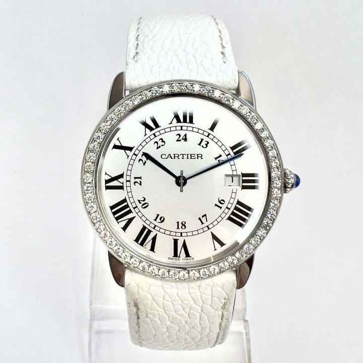  Cartier Ronde Solo de Cartier Date 36mm Quartz Steel 1TCW DIAMOND Watch </h1> 